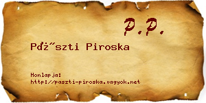 Pászti Piroska névjegykártya